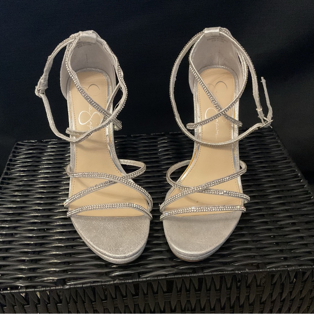 Jessica Simpson Silver Strappy Heels